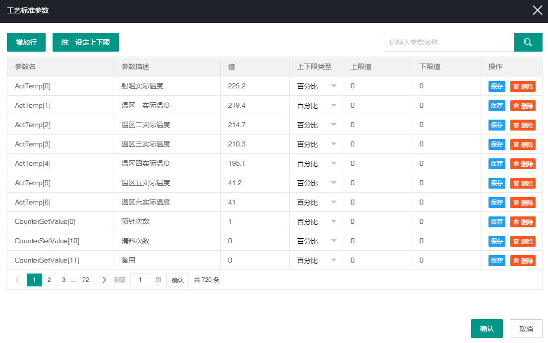 工艺标准参数 工艺标准参数